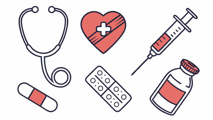 Simple Vector Illustration of Healthcare Supplies
