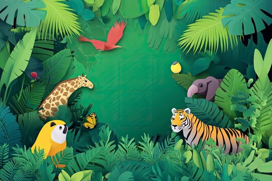 World wildlife day, Diversity of Wild animals and Natural botanical, Environment conservation, National park, Sustainable of Ecology concept, Think green nature, Save the planet and Eco friendly. 