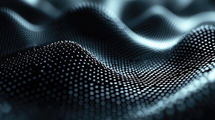 Abstract Dark Digital Wave Background: Futuristic Mesh Texture with Grid Pattern Design