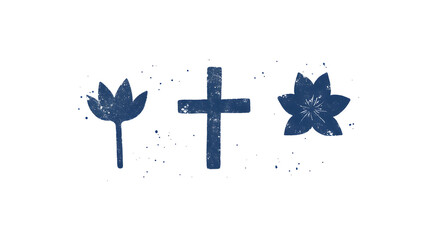 Religious symbols and modern graphic design warm spiritual tones
