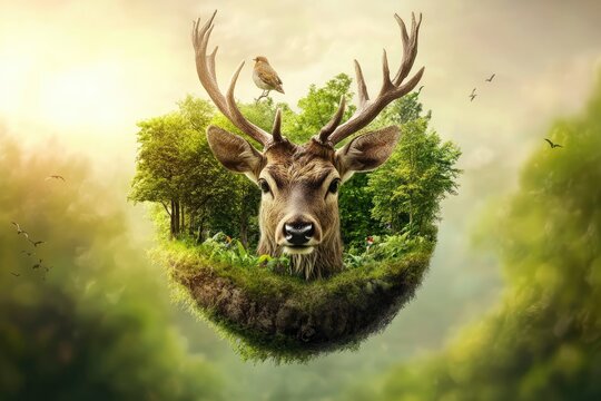 World wildlife day, Diversity of Wild animals and Natural botanical, Environment conservation, National park, Sustainable of Ecology concept, Think green nature, Save the planet and Eco friendly. 