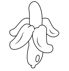 Cute cartoon hand drawn vector banana coloring page.