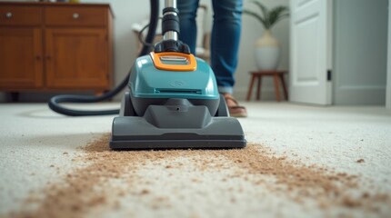 carpet cleaning machine in action