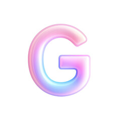Stylish holographic letter 'G' with a modern, vibrant design for digital use., isolated on a transparent background.