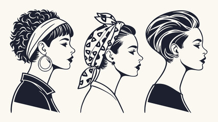 Stylish Profile Portraits of Women in Vintage Inspired Styles © Masaji