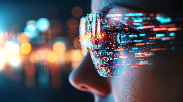 Person scanning face for central bank digital currency in a high-tech environment