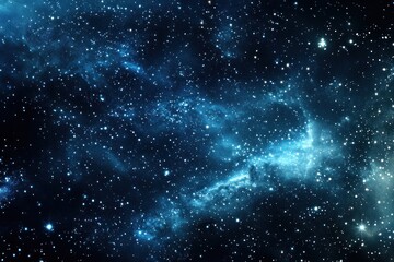 Fototapeta premium Deep space nebula with swirling blue gas and dust clouds, countless stars.