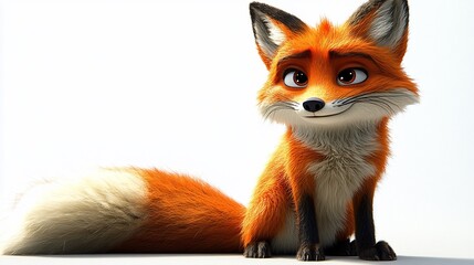Obraz premium Adorable 3D Rendered Fox: A Charming Digital Creation