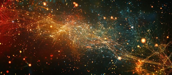 Obraz premium Cosmic Nebula with vibrant orange and teal hues, glowing gas and dust clouds.