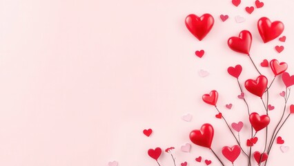 Romantic background with hearts.