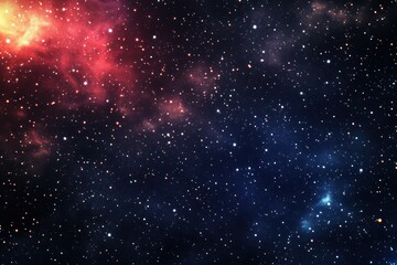 Fototapeta premium Vibrant nebula with red and blue cosmic clouds and scattered stars in deep space.