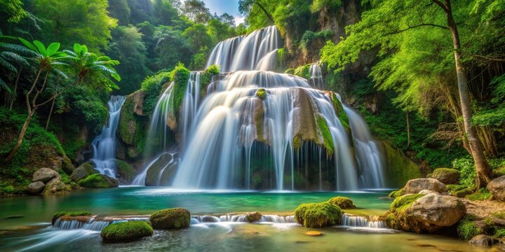 Pitukoo Waterfall Umphang Tak Thailand Minimalist Photography: Stunning Cascade, Lush Jungle, Serenity