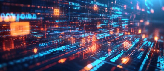 Obraz premium Abstract digital data stream with glowing code.