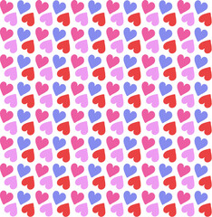 Seamless pattern in the form of multi-colored hearts on a white background