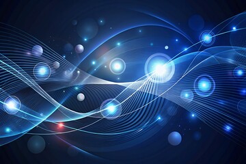 abstract background with lines wave technology background with blue light digital effect corporate concept