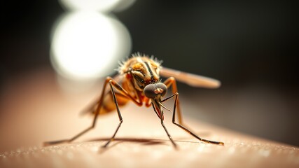 Fototapeta premium Extreme Close-up Mosquito Feeding - AI Photo Realistic, Detailed, High Quality