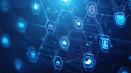 Obraz premium Abstract digital network technology background with icons.