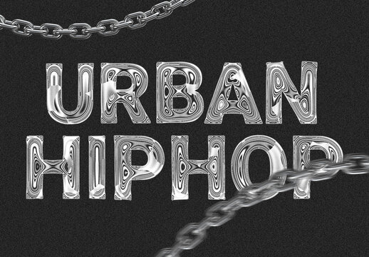 Text Effect Template Urban Chrome Hip Hop
