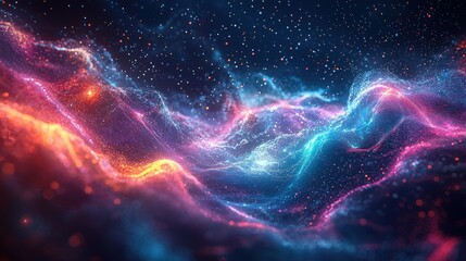 Vibrant futuristic graphs floating in a dark space.