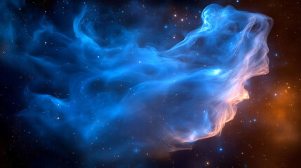 Abstract Blue Wave Patterns in Cosmic Space with Glowing Elements Creating a Mystical and Ethereal Atmosphere for Artistic Backgrounds and Designs