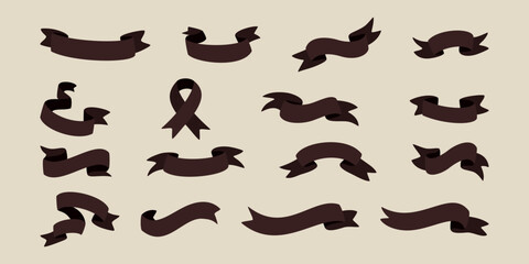 Kolekcja wstążek. Zestaw ręcznie rysowanych taśm. Etykieta, baner, tag - ilustracja wektorowa. © Monika