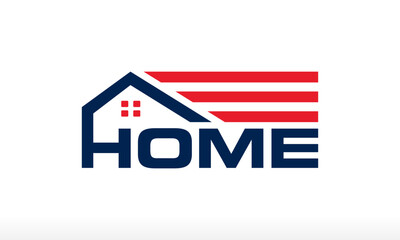 USA House Logo Design America House Logo Patriotic House Logo USA Flag House Logo United State of America Real Estate Logo Design Vector Icon Symbol Silhouette Illustration brand identity Business