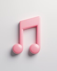 Pink 3D Music Note Icon Minimalist Design Sound Symbol Audio Melody