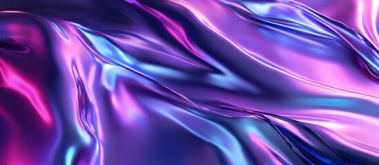 Obraz premium Abstract iridescent flowing fabric texture with vibrant purple and blue hues.