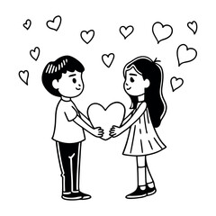 Valentine's day heart-shaped lollipop, hands exchanging gift and romantic gesture.