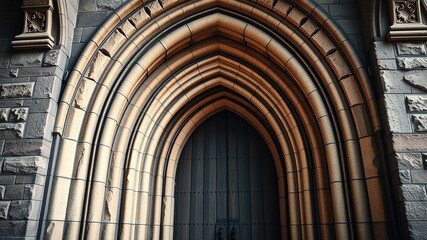 Naklejka premium Gothic Stone Archway - Intricate Doorway