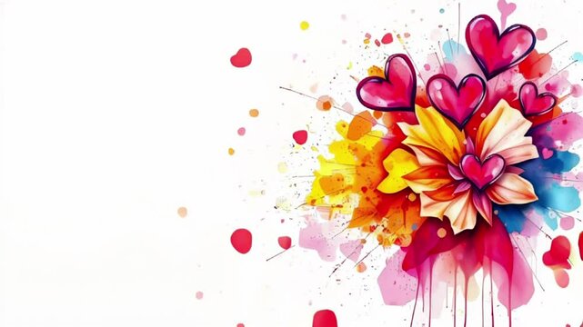 Colorful heart painted in graffiti style on white wall. Valentine's day concept. Copy space.