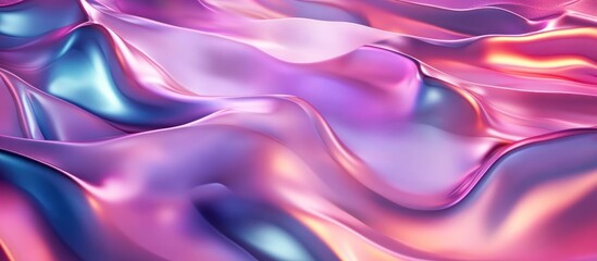 Obraz premium Abstract iridescent pink, purple, and blue waves.