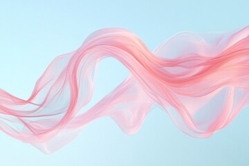 Flowing pink fabric against a light blue background.