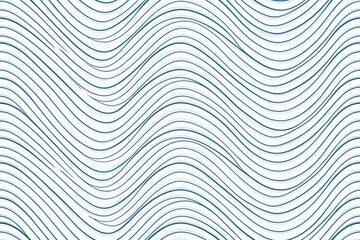 Naklejka premium Seamless Pattern of Elegant Wavy Lines in Teal and White