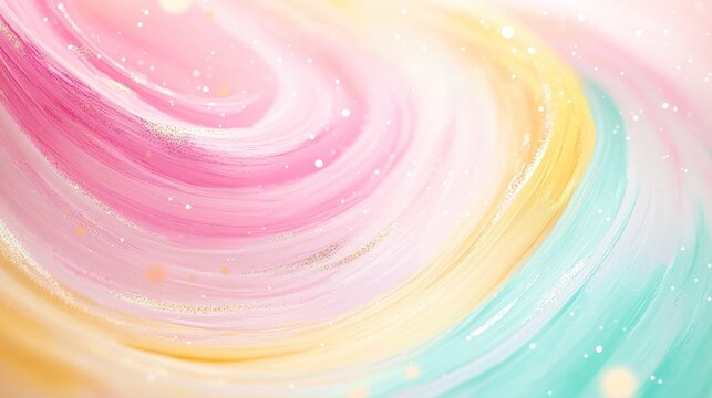 Colorful abstract swirl design with soft pastel tones and sparkling effects in a dreamy composition. Generative AI