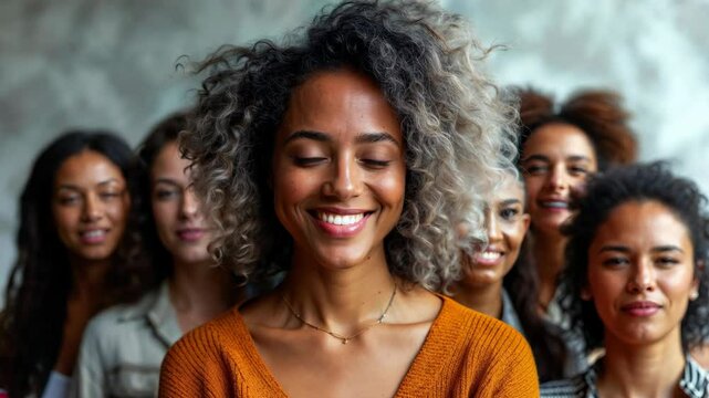 Women day. Happy women of all races together, smiling 