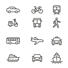Transport icon set. Different Transport icons.