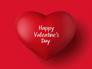 3D Handwritten Valentine's Heart: "Happy Valentine's Day" on a Romantic Red Background