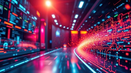 Obraz premium High Speed Global Data Transfer - Abstract Tech Background