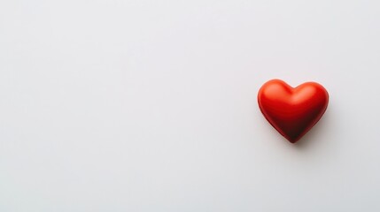 Obraz premium Single red heart on white background. (1)