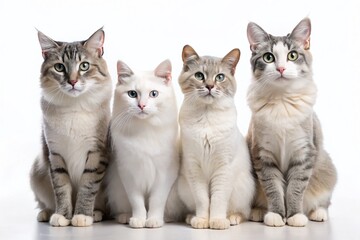 Calm Sitting Cats: Minimalist Pet Photography, Isolated Background
