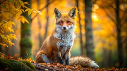Naklejka premium Calm Red Fox Portrait: Majestic Wildlife Photography