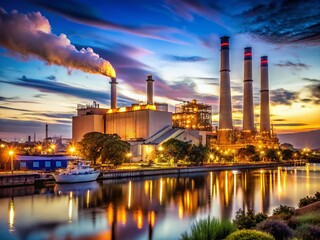 Fototapeta premium Candid Photo: Natural Gas Power Plant, Port Adelaide, Industrial Landscape