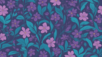 Flower and plants background, minimalist patterns use for graphic design or wallpaper. using colors purple, blue, pink