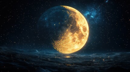 Golden Celestial Orb: A Night Sky Symphony