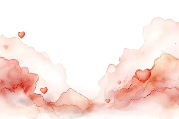 Obraz premium Artistic valentine's day love celebration with warm toned watercolor hearts background