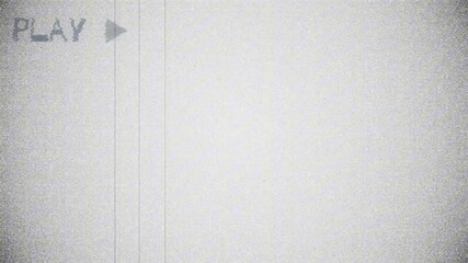 Play symbol appears over a light grey screen showing horizontal colored lines of interference and digital video distortion. Suggesting a corrupted file or transmission error.