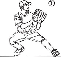 Baseball Line Drawing. Celebrating Skill, Focus, and Athleticism in Action