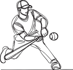 Baseball Line Drawing. Celebrating Skill, Focus, and Athleticism in Action