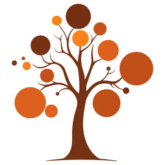 Creative tree stylized in color of year 2025, circles with empty space, minimalist design